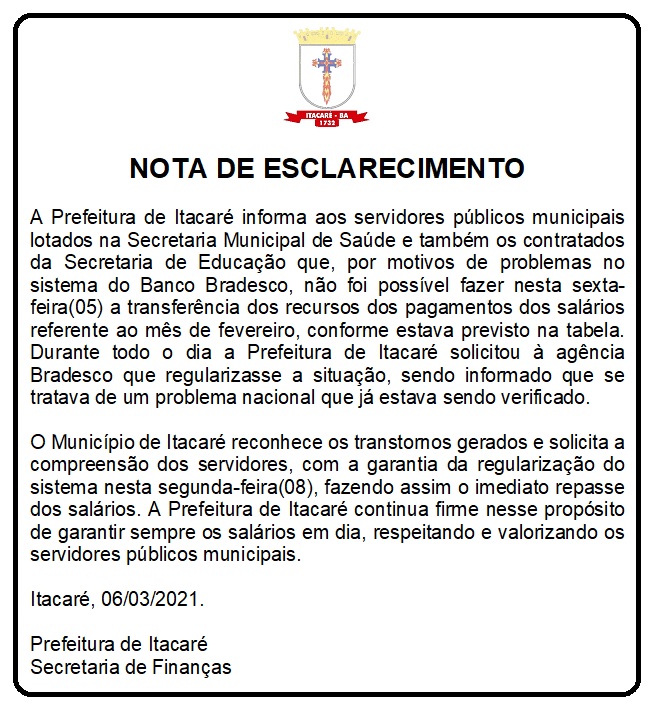 NOTA DE ESCLARECIMENTO