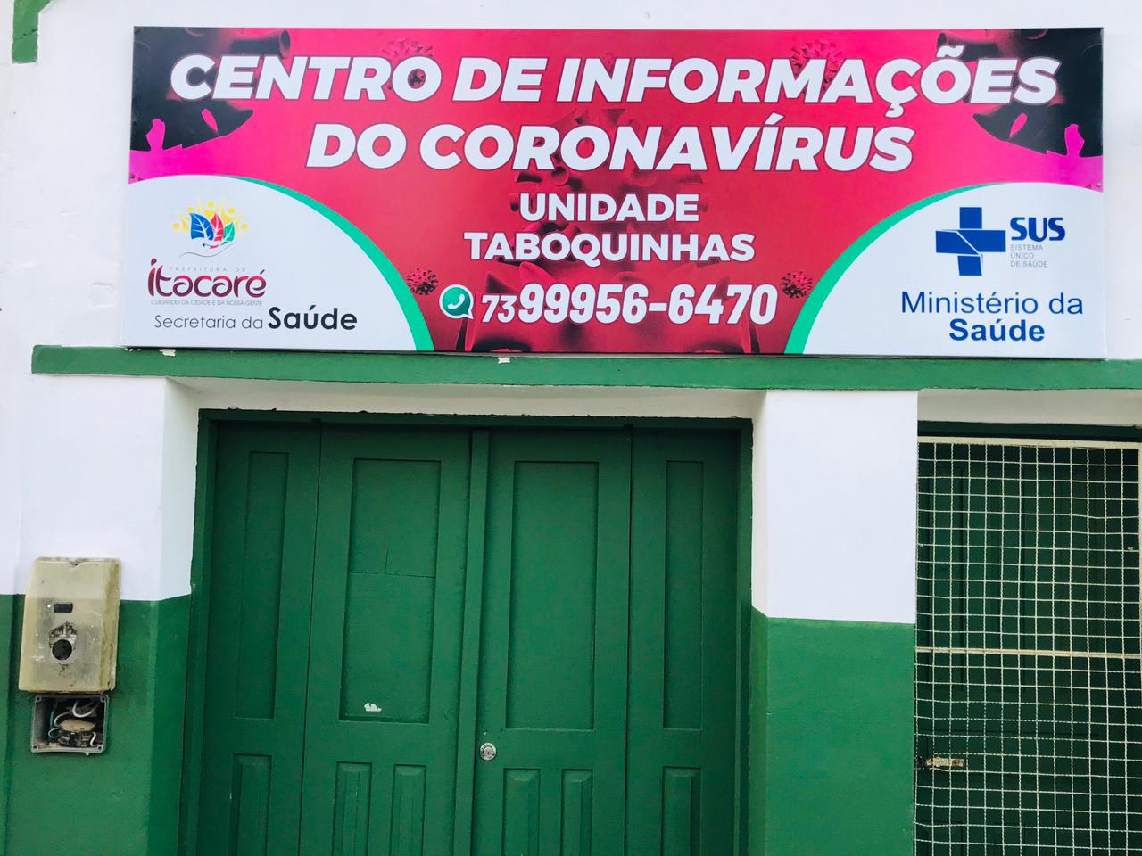 Prefeitura de Itacaré implanta novo Centro de Informações do Covid em Taboquinhas