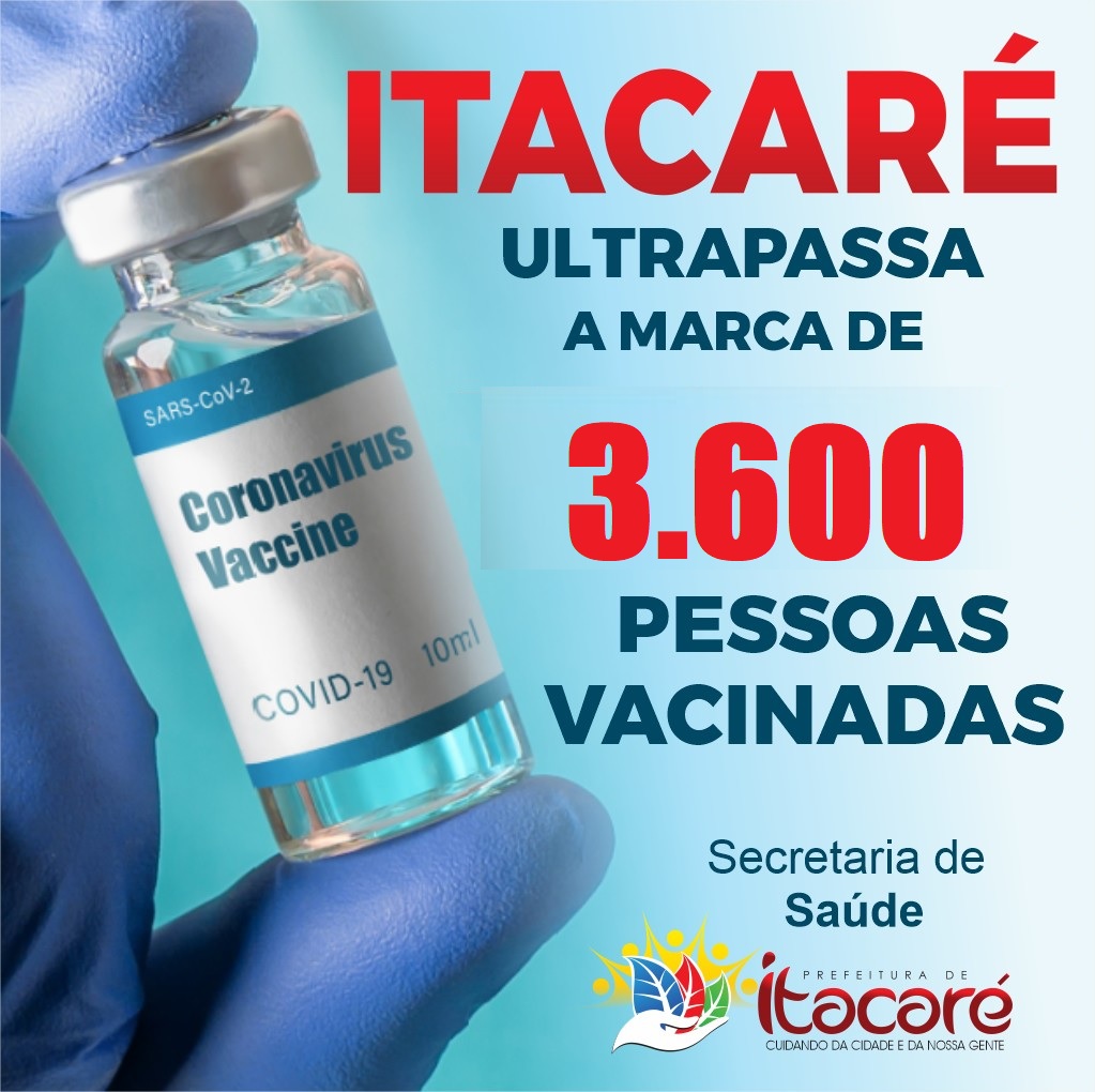 Itacaré ultrapassa a marca de 3.600 pessoas vacinadas contra a Covid