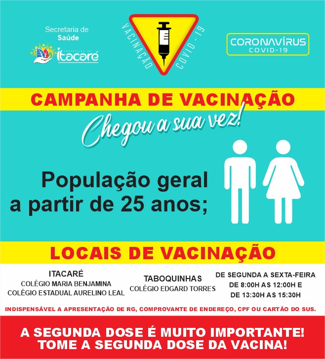 Itacaré realiza vacinação contra Covid-19 para acima de 25 anos