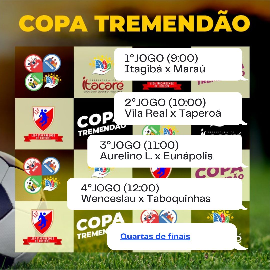 Copa Tremendão 2021. Se ligue nos jogos deste domingo e participe.