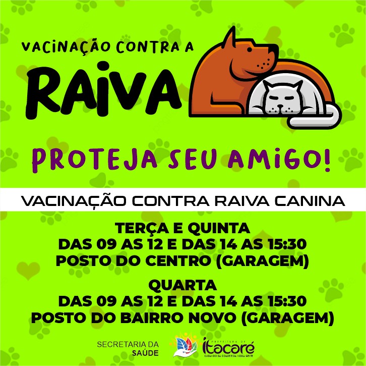 Prefeitura de Itacaré amplia dias  e locais de vacinação antirrábica