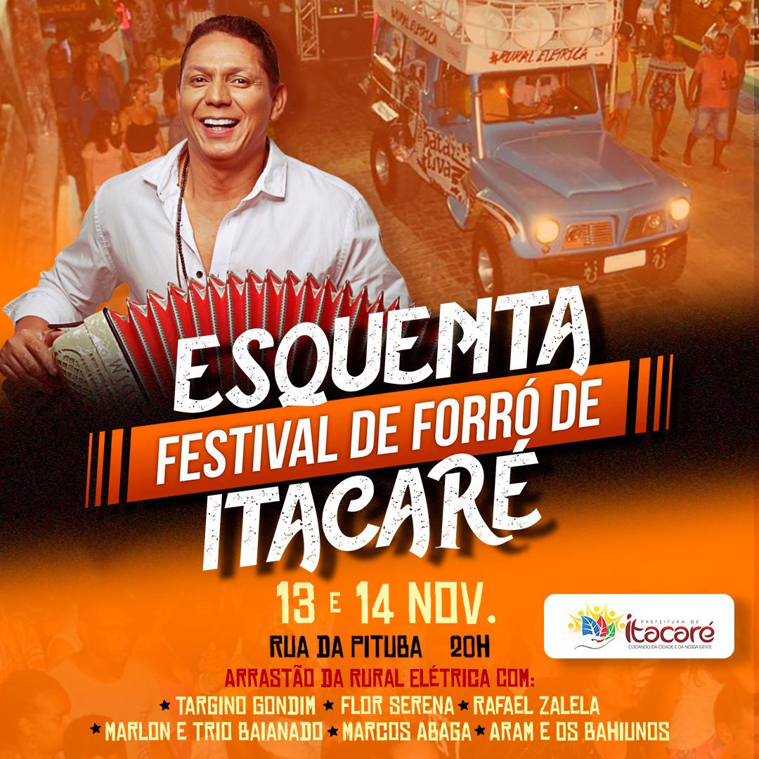 Itacaré realizará o Esquenta Festival de Forró nos dias 13 e 14 novembro