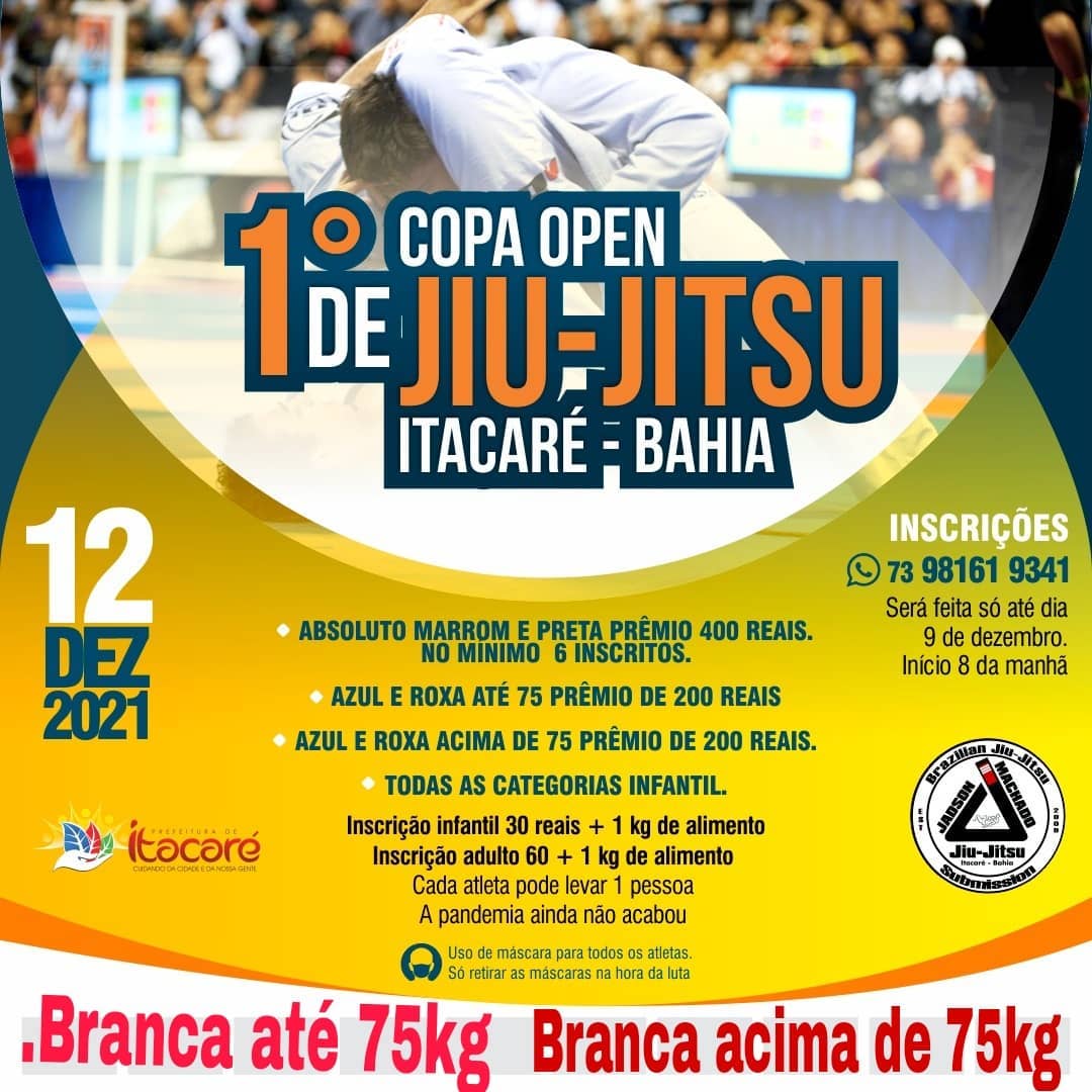 Abertas inscrições da a 1ª Copa  Open de Jiu-Jitsu de Itacaré