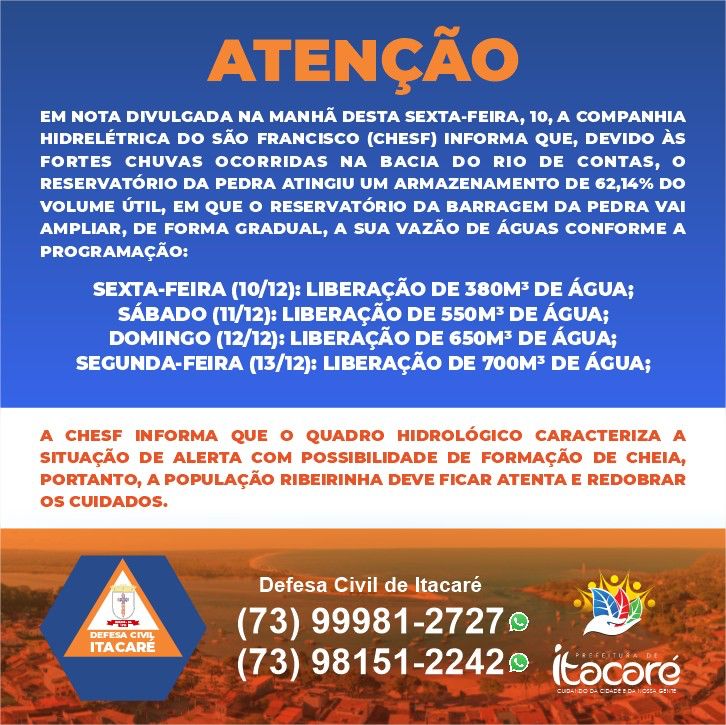 ATENÇÃO MORADORES DE ITACARÉ