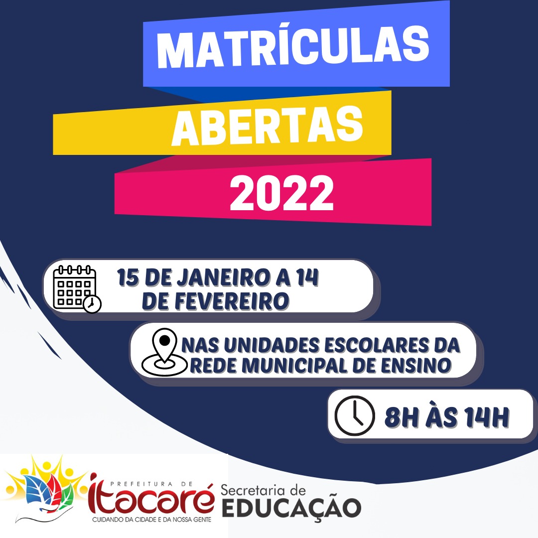 Matrículas da rede municipal de Itacaré vão até dia 14 de fevereiro