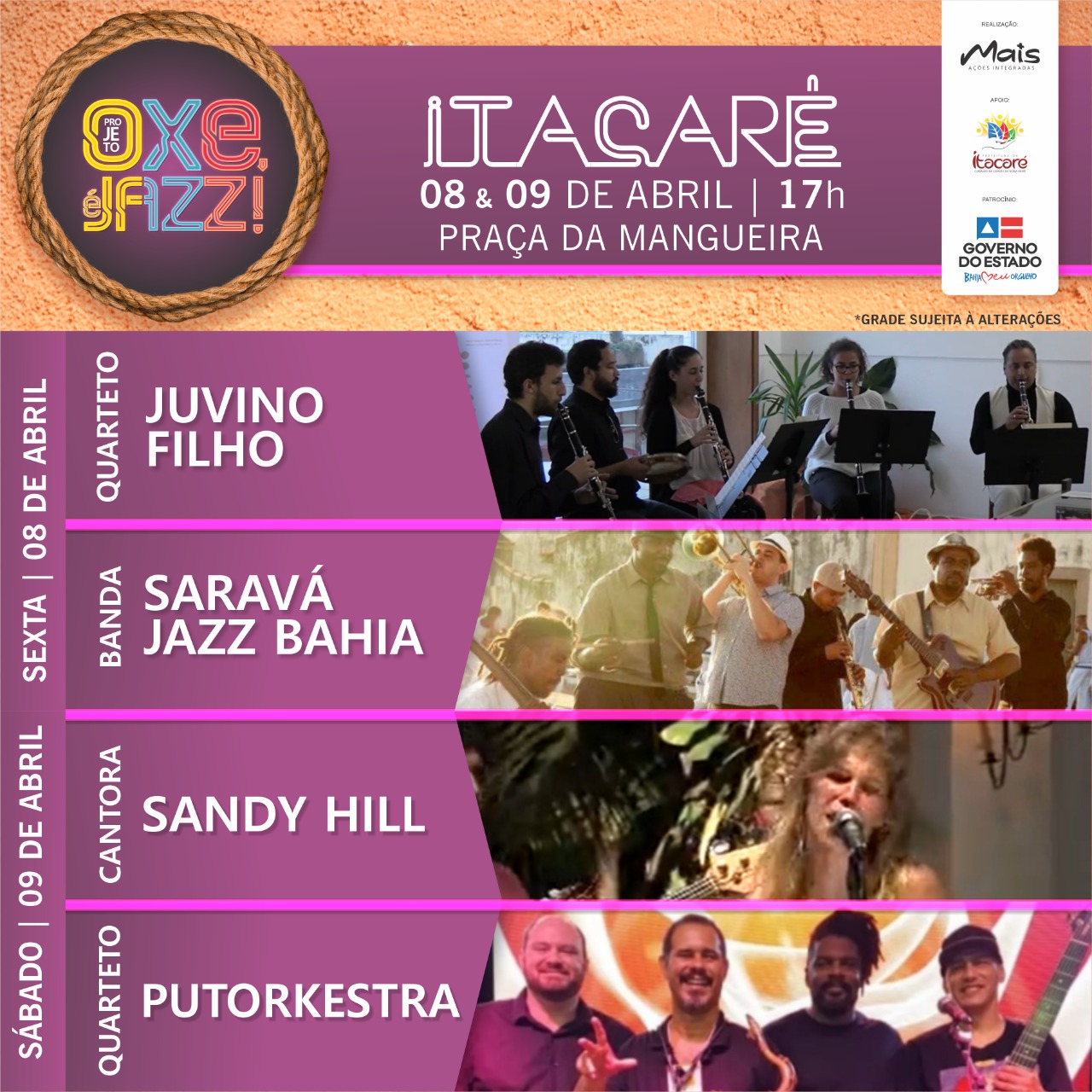 Projeto “Oxe, É Jazz” chega  a Itacaré nesta sexta e sábado