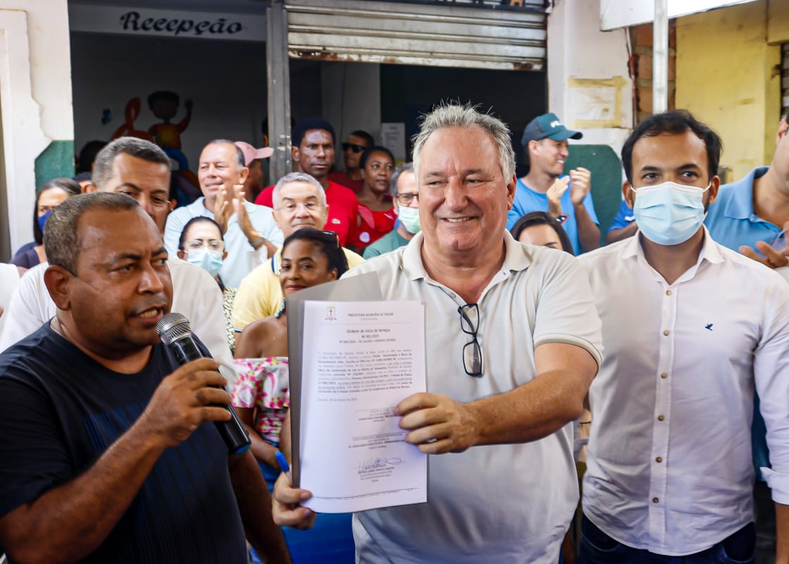 Ordem de serviço para o início das obras de construção do cais e da orla do distrito de Taboquinhas. Confira o vídeo!