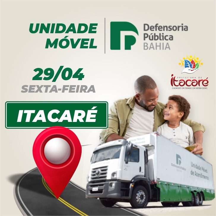 Unidade Móvel da Defensoria Pública estará em Itacaré no dia 29 de abril