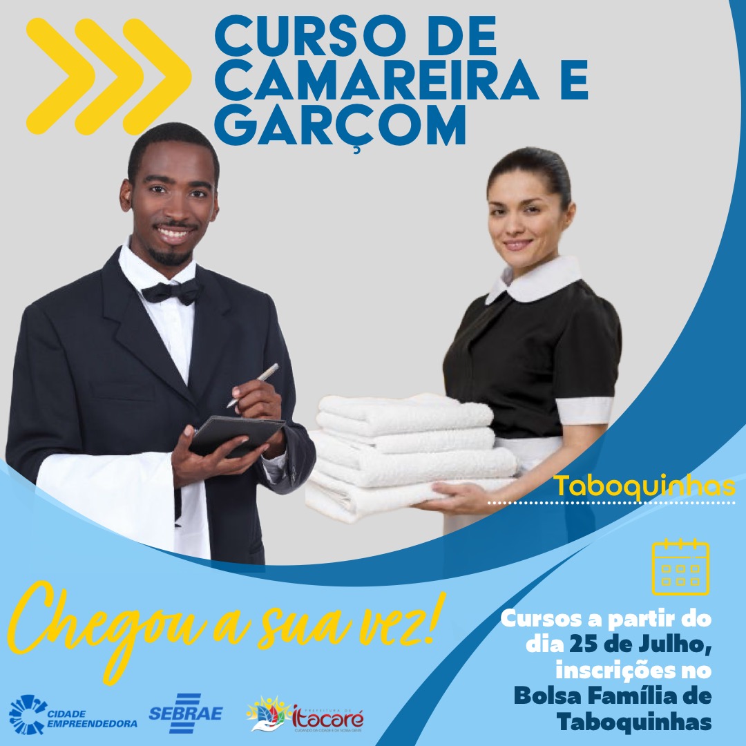 Prefeitura de Itacaré abre vagas para cursos profissionalizantes gratuitos em Taboquinhas.