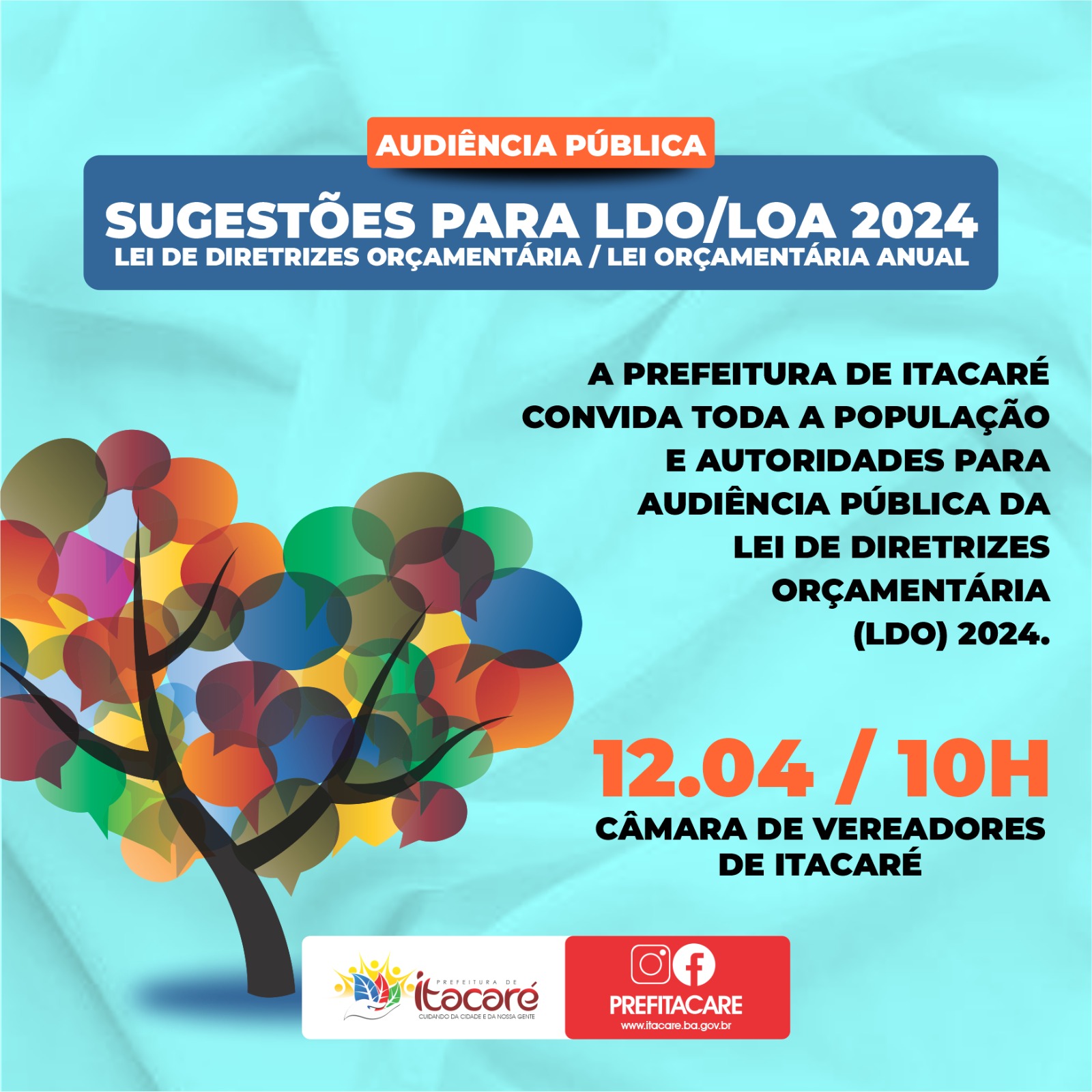 Prefeitura de Itacaré realiza Audiência Pública para discussão ampliada da LDO 2024.